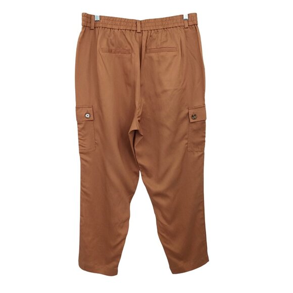 Torrid Relaxed Taper Studio Linen High Rise Cargo Pants Tobacco Brown 14R NWT - Picture 4 of 15